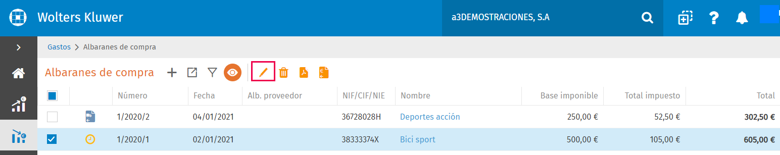 editar albaran