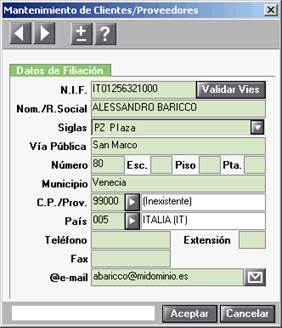 Mantenimiento de Clientes y proveedores