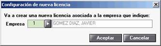 Configuración de nueva licencia