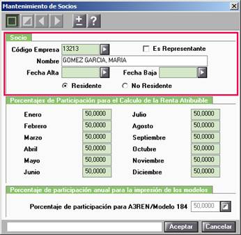Mantenimiento de socios