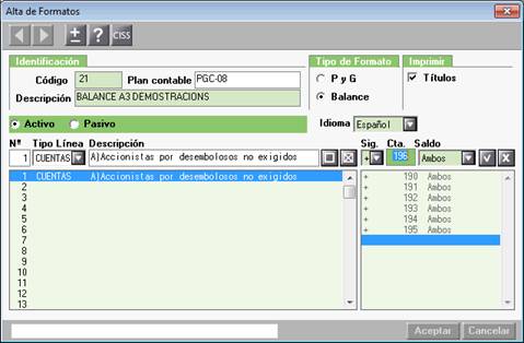 Alta de formato