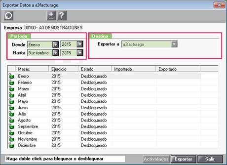 Exportar datos a a3factura