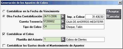 Generación apuntes de cobro