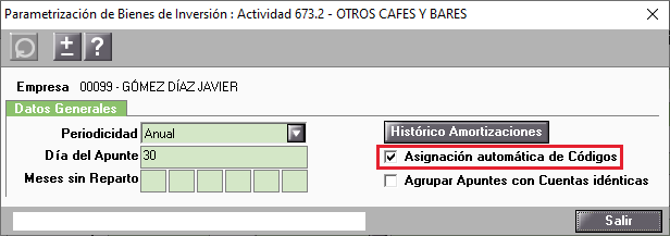 Parametrizacion de Bienes de Inversion