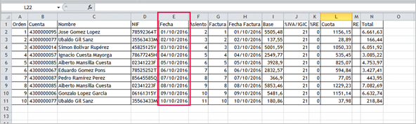 Excel facturas expedidas