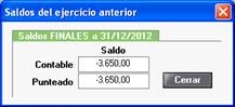 Saldos del ejercicio anterior