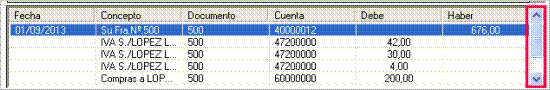 Asiento contable en el Punteo de Extractos