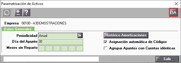 Parametrizacion de activos