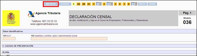 Botón IMPORTAR en la Página Web de la Agencia Tributaria