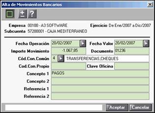Alta movimiento bancario