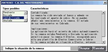 Cambio de estado de la Remesa
