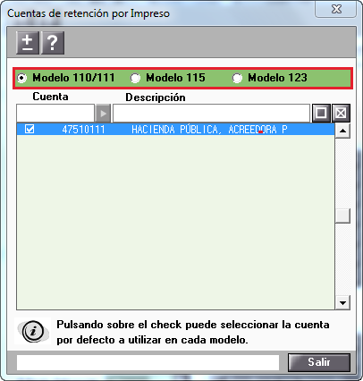 Cuotas de retencion por impreso