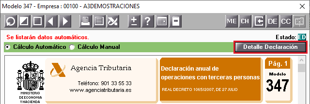 Modelo 347 Detalle declaracion