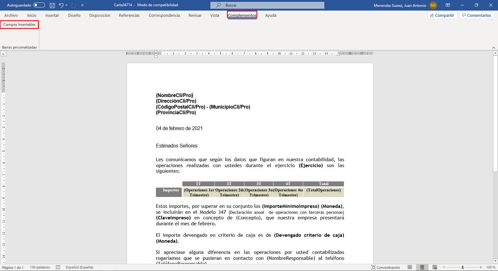 Plantilla carta 347 word