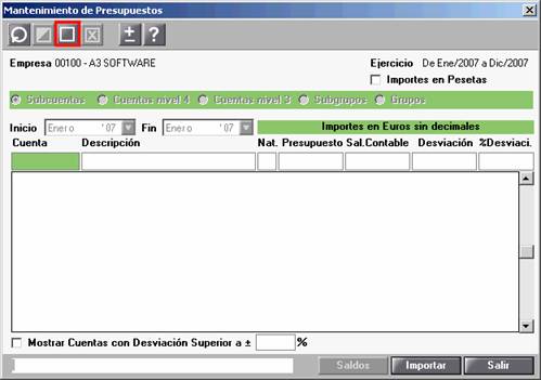 Mantenimiento de presupuesto
