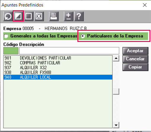 relacion asientos