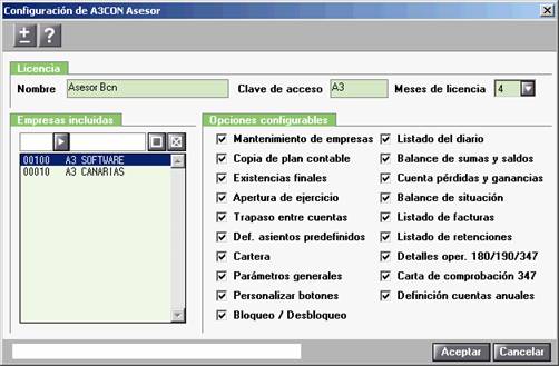 Configuración a3con asesor