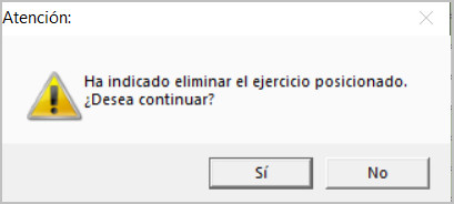 aviso eliminar ejercicio