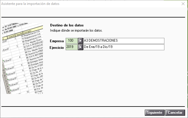 Asistente, selección de empresa