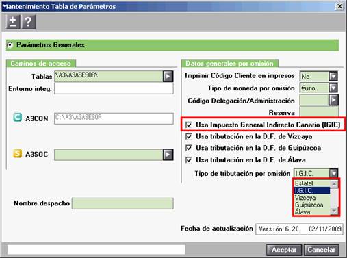 Mantenimiento Tabla Parámetros