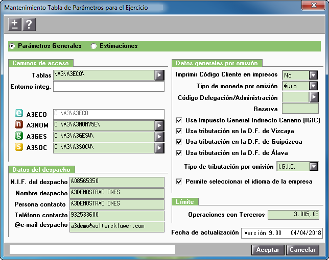 Parametros generales