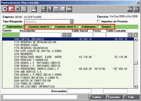 Mantenimiento Plan Contable