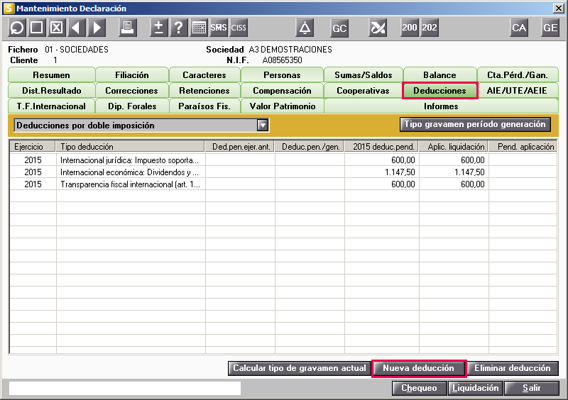 Deducciones por Doble Imposicion Interna