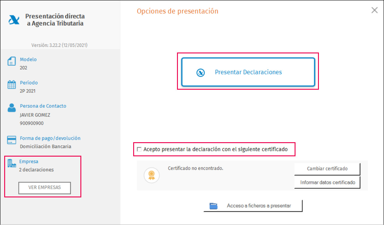 pda opciones