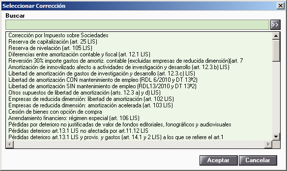 Seleccionar corrección