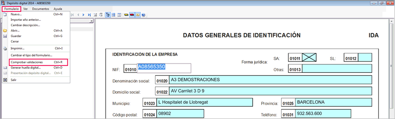 Comprobar validaciones