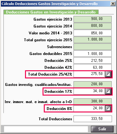 Calculo Deducciones Gastos I mas D Manual