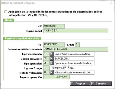 datos operaciones vinculadas