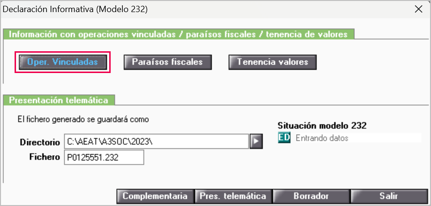 Operaciones vinculadas con datos