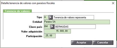 tenencia valores, datos