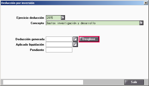 Deducción por inversión Desglose