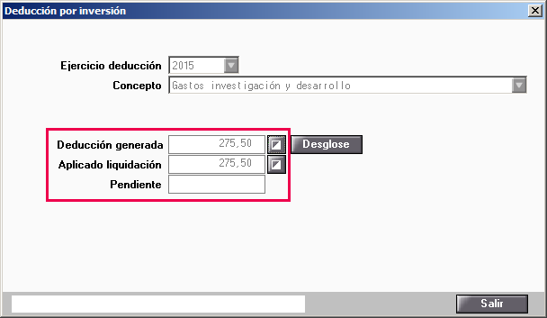 Deducción por Inversión Deducción generada