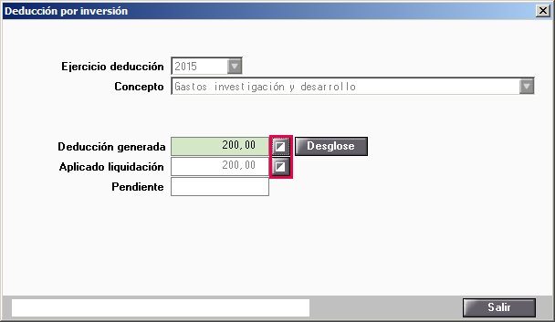 Deducción por inversión Generada Manual