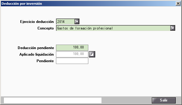 Deducción por Inversión año anterior