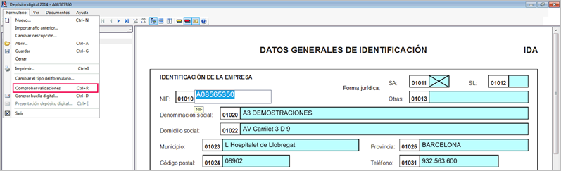 D2 comprobar validaciones