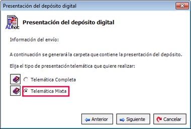 Asistente de presentación depósito digital