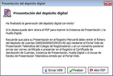 Asistente de presentación depósito digital
