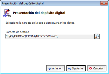 Asistente de presentación depósito digital