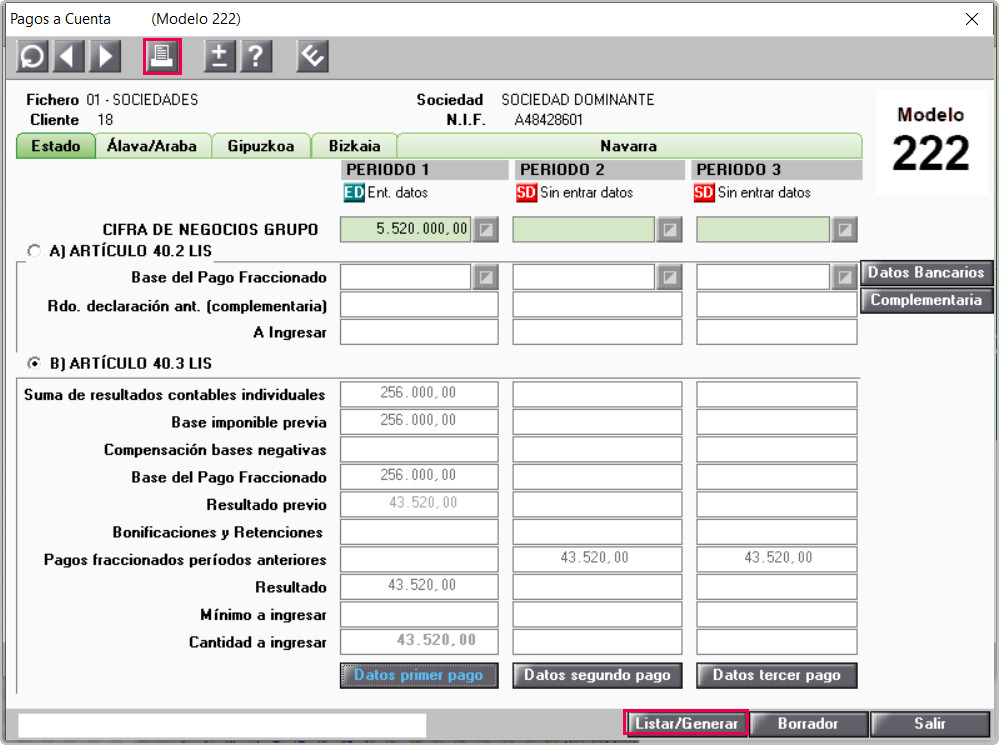 listar y generar 222