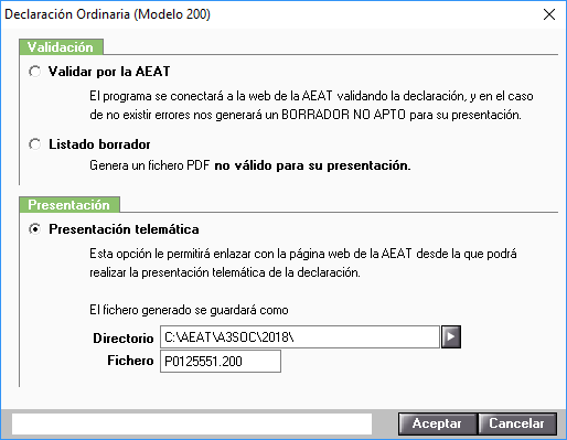 Presentacion telematica para aplazar modelo 200