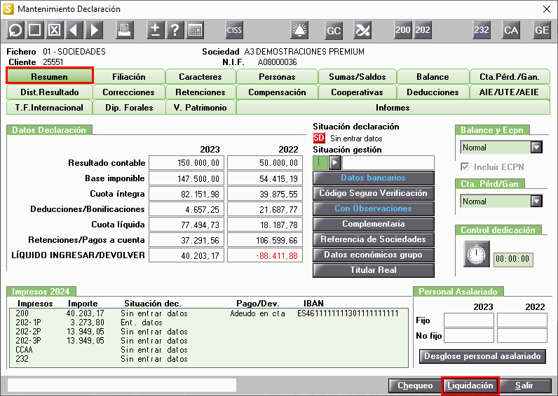Resumen Datos Declaracion Liquidacion
