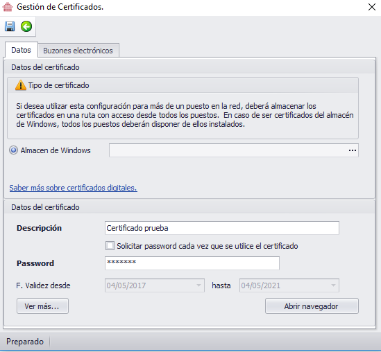 gestion certificados