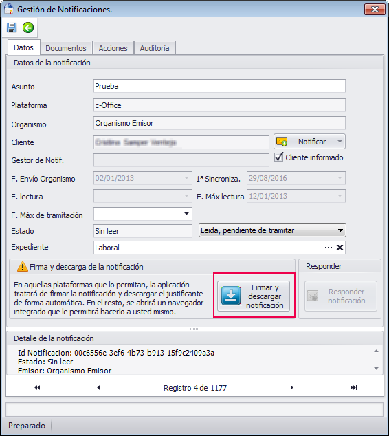 gestion notificaciones