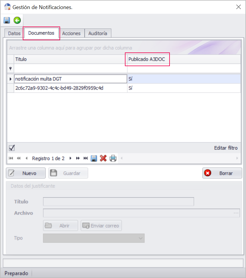 gestion notificaciones publicado a3doc