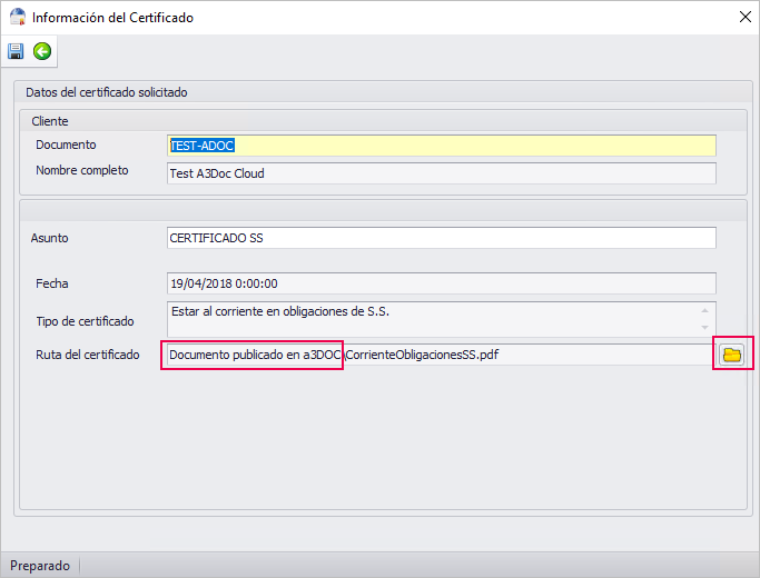 informacion del certificado