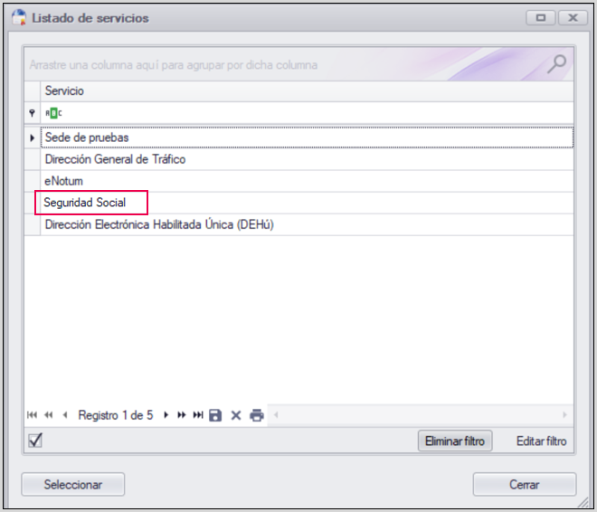 listado servicios